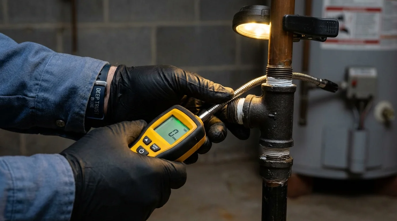 Gas leak detection with electronic sniffer by Johns Plumbing LLC in Fraser