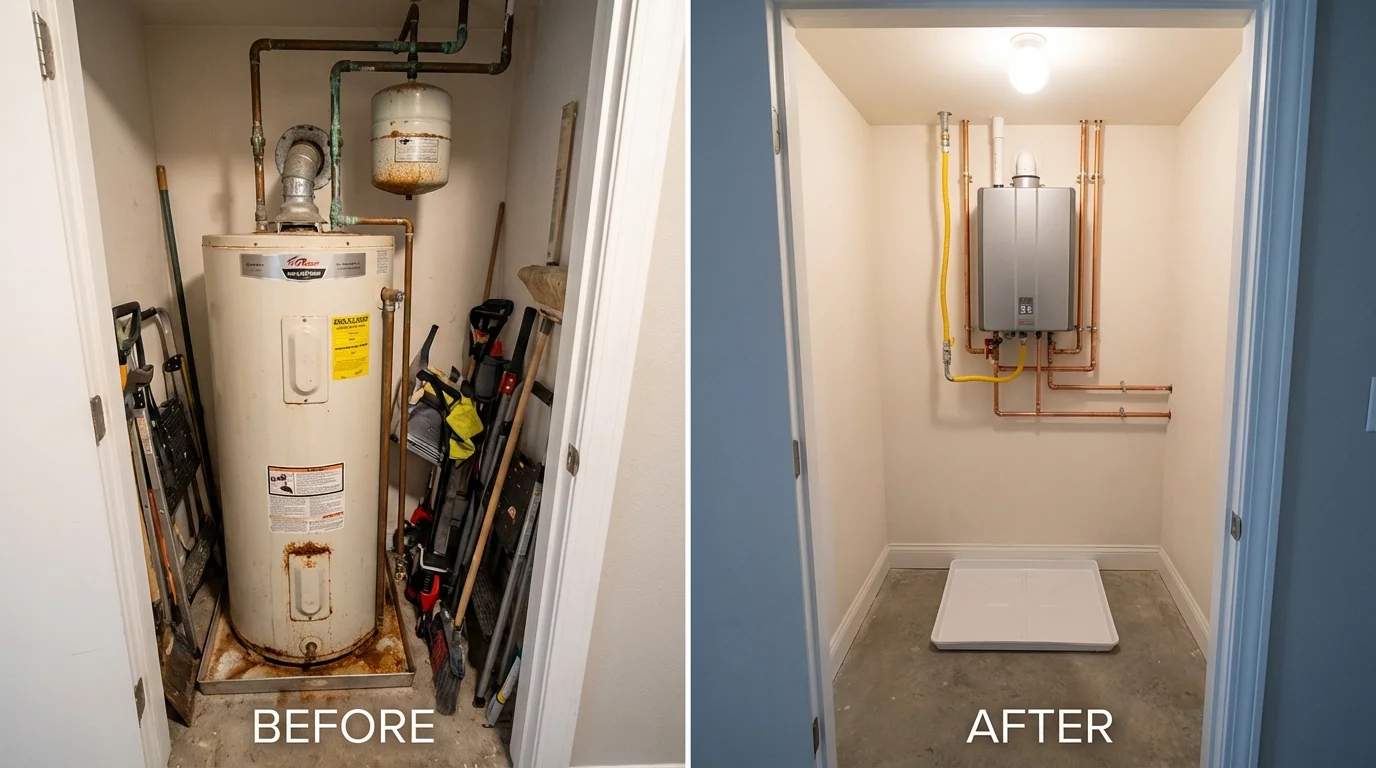 Tank water heater versus wall-mounted tankless unit comparison for Fraser, CO homeowners